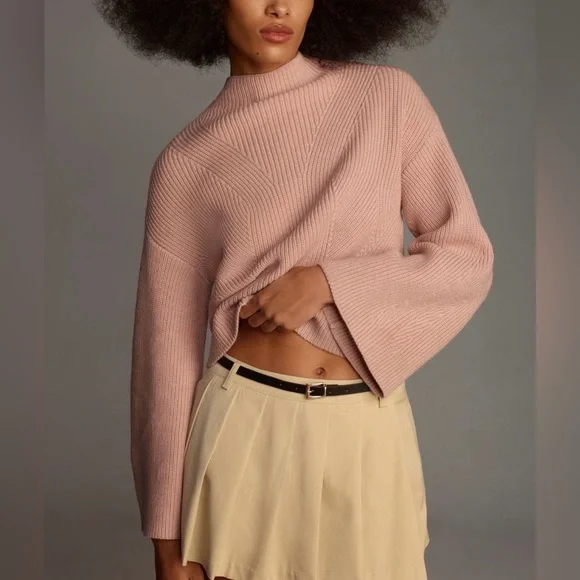 Anthropologie Maeve Katey Mock-Neck Bell-Sleeve Sweater XL - Picture 2 of 10